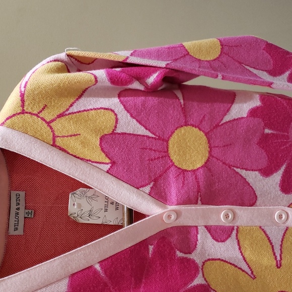 Nwt Willow & Wind medium sweater pink with yellow - Picture 4 of 15